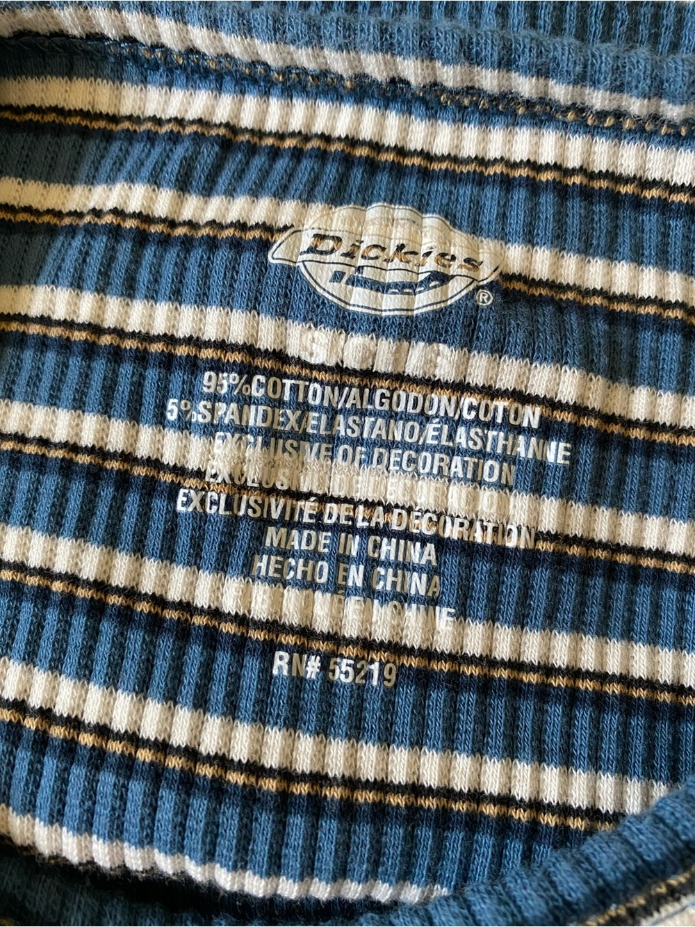 Striped Blue & White Ribbed  Tee - Picture 5 of 6
